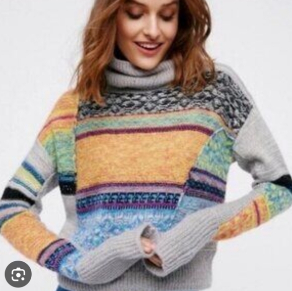 Free People Sweaters - Free People Colorful Knit Turtleneck Sweater.Very Good Condition.